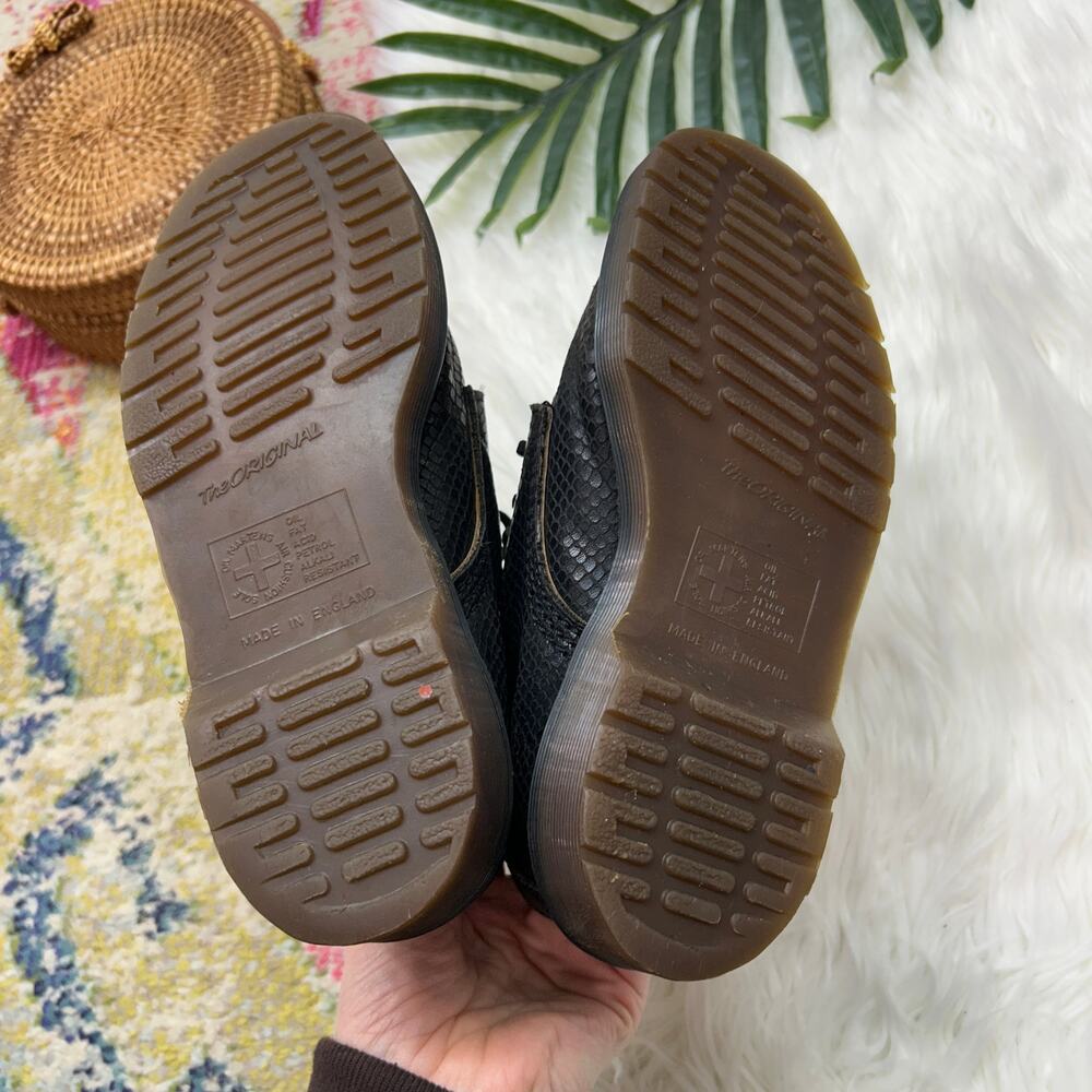 Dr. Martens Junior 1460 Reptile Emboss Ankle Boots Kids 3 Black Leather Lace Up - Picture 8 of 9